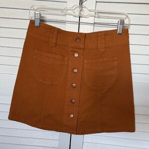 Madewell Rust Button-Front Mini Skirt size 0